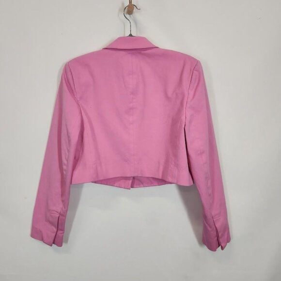DEREK LAM 10 CROSBY Courtney cropped cotton-blend blazer - Bright Pink - Size 8 - Picture 4 of 11
